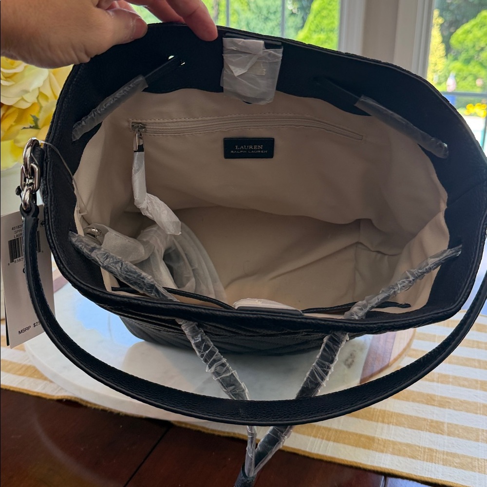 Ralph Lauren Black Quilted Drawstring Tote - Picture 10 of 10